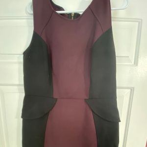 Loft black and maroon peplum dress size 12